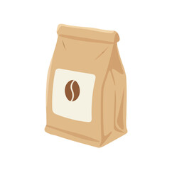Brown Coffee Bag with Bean Icon on Labe