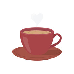 Warm coffee cup with heart steam illustration for cozy café vibes