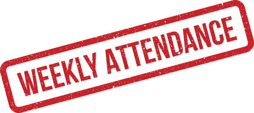 Official weekly attendance stamp with grungy texture, ideal for tracking presence in schools, offices, or events