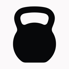 A solid silhouette black kettlebell icon