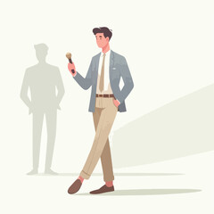 vector of young entrepreneur presenting using microphone