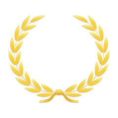 Laurel wreath with ribbon. Winner wreath. Isolated on white. Vector illustration.
