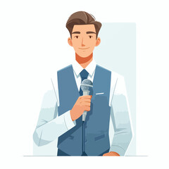 vector of young entrepreneur presenting using microphone