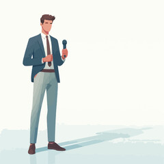 vector of young entrepreneur presenting using microphone