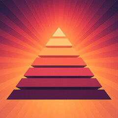 Abstract Layered Pyramid on Sunburst Background