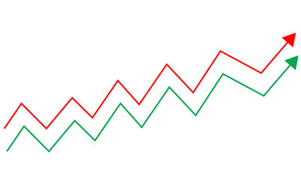 Upward Trend Red and Green Arrow Charts for Business Growth