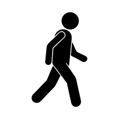 Silhouette of a person walking in a forward direction
