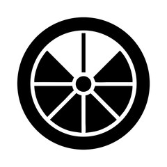 Fototapeta premium Illustration of a black wheel with spokes and a center