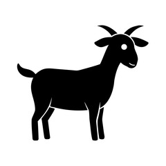 Silhouette of a goat standing on a white background