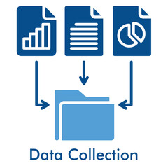 Data Collection Icon. Outline Color Icon Style. Vector Illustration for Cloud Storage and Information Gathering Concept.