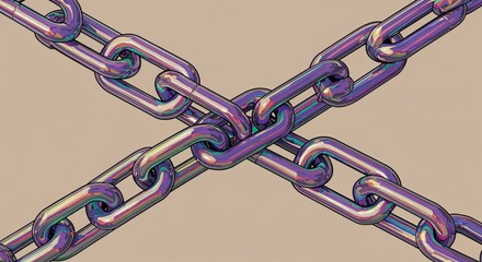 Intertwined Chains:  Intricate chains form a powerful 'X' symbol, their metallic surfaces gleaming with a captivating luster. 
