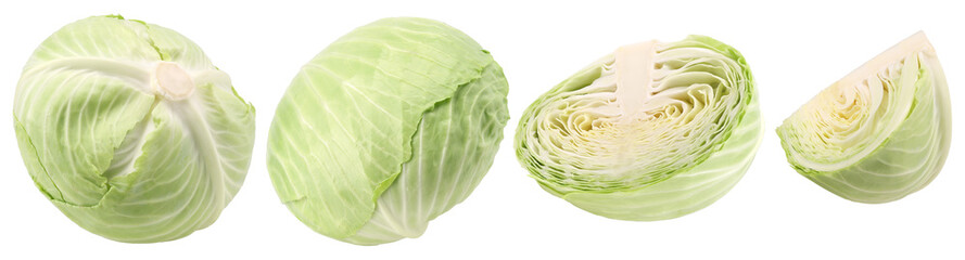 Cabbage, halves and pieces isolated, transparent PNG, PNG format, Collection, set
