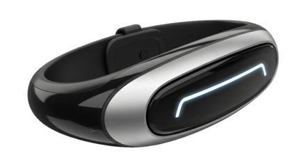 Futuristic Virtual Reality Headset with Sleek Black and Silver Design