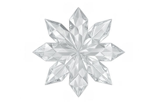 Clear crystal snowflake creating winter decor element