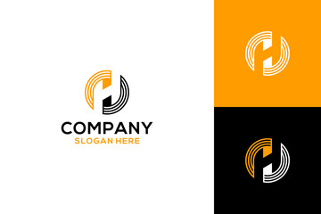 elegant modern letter H logo with simple striped vector design