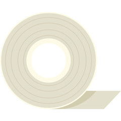 Roll of Light Beige Adhesive Tape with a Transparent Background and a Piece Unrolling