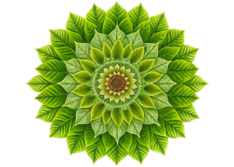 Leaf mandala isolated on white background