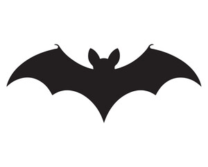 Black Color Bat Vector Illustration, Solid White Background		
