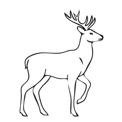 Obraz premium Black Outline Illustration of a Majestic Stag or Deer with Large Antlers, Generative AI