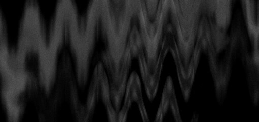 black and white abstract digital art featuring a highly distorted and grainy textured zigzag wave pattern