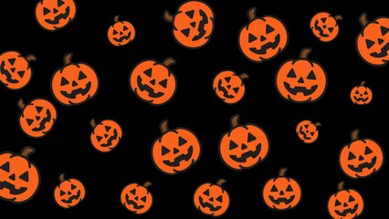 Jackolantern pumpkins on a black background, perfect for halloweenthemed designs, greeting cards, social media posts, and posters.