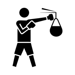 Illustration of boxer training with a punching bag