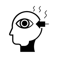 Profile of head with eye arrow and steam illustration