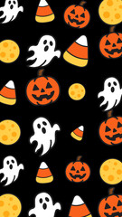 Halloween themed doodle pattern suitable for seasonal festive design projects, invitations, posters, social media posts, and digital decorations.