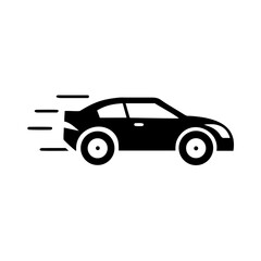 Fototapeta premium Silhouette of a car moving with speed lines behind it