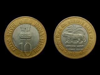 10 Rupees India Coin
India 10 Rupees Coin 
Ten Rupees India Coin 
India Ten Rupees Coin
Bharat Hindustan 