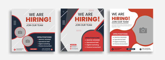 We are hiring social media post template set modern Job Vacancy Banner for Business	
