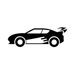 Silhouette of a sports car with a spoiler in black color