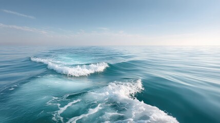 Fototapeta premium Deep Blue Ocean Seascape with Gentle Ripples Under a Clear Sky with Sunlight Sparkles on the Water Surface