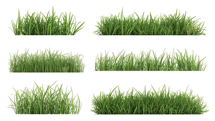 Fresh Green Grass Patches Collection - Isolated Natural Lawn Elements
