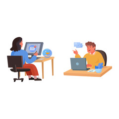 Creative professionals collaborating on projects using digital tools and technology