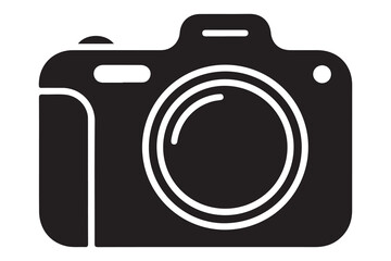 Silhouette of camera icon black outline vector illustration isolated on white background
