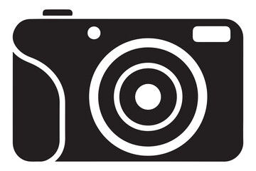 Silhouette of camera icon black outline vector illustration isolated on white background

