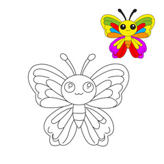 coloring page with beautiful butterfly vector illustration