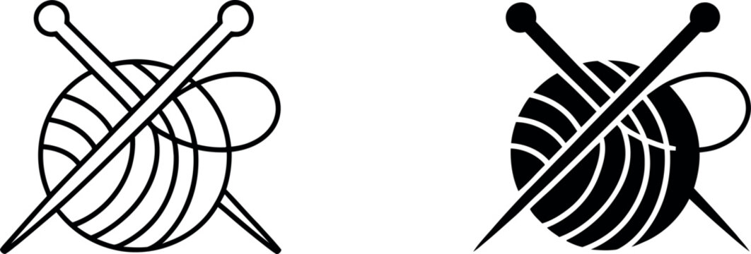 Knitting yarn ball with needles icons vector design for textile craft projects