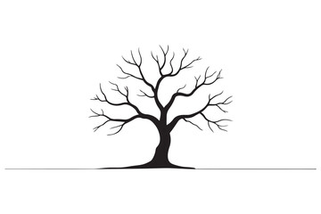 Obraz premium Leafless tree silhouette icon on white and black background