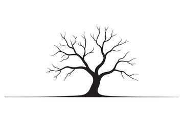 Fototapeta premium Leafless tree silhouette icon on white and black background