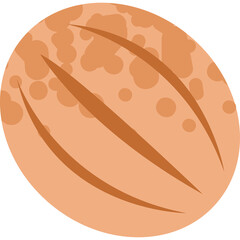 Round Sourdough Bread With Three Diagonal Scores And Light Brown Crust With Speckles Of Darker Brown  Isolated On Transparent Background