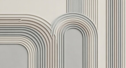 Neutral-toned wall panel with layered arched and vertical stripe relief designs