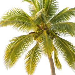 Fototapeta premium Vibrant green palm tree fronds against a dark backdrop captures tropical serenity isolated on transparent background