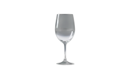 Single, empty wine glass and champagne glass are isolated on white, showcasing transparent crystal for drink and celebration