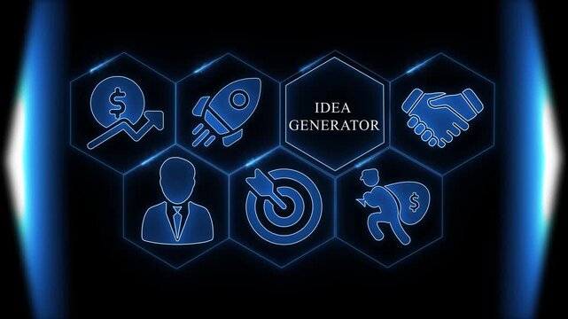 Business Concept Icons with Central Text Idea Generator