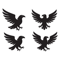 set of flying bird silhouettes vector illustration