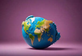 Fototapeta premium Earth Day Still Life with Flowers on Purple Background