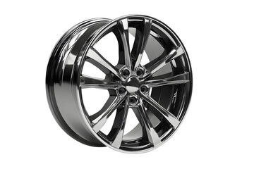 Car accessories transport vehicles transportation. Wheel Alloy car wheels rim black, grey chrome or mag wheel high performance auto part decoration isolated on transparent cut out PNG background.