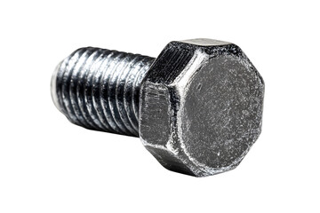 Metal bolt hex nut black dark aluminum isolated on cutout PNG transparent background. Technology for fastening various devices prevent pulling out. Used for industrial machinery Assembled machinery.